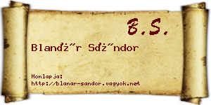Blanár Sándor névjegykártya