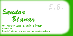 sandor blanar business card