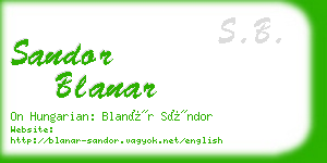 sandor blanar business card